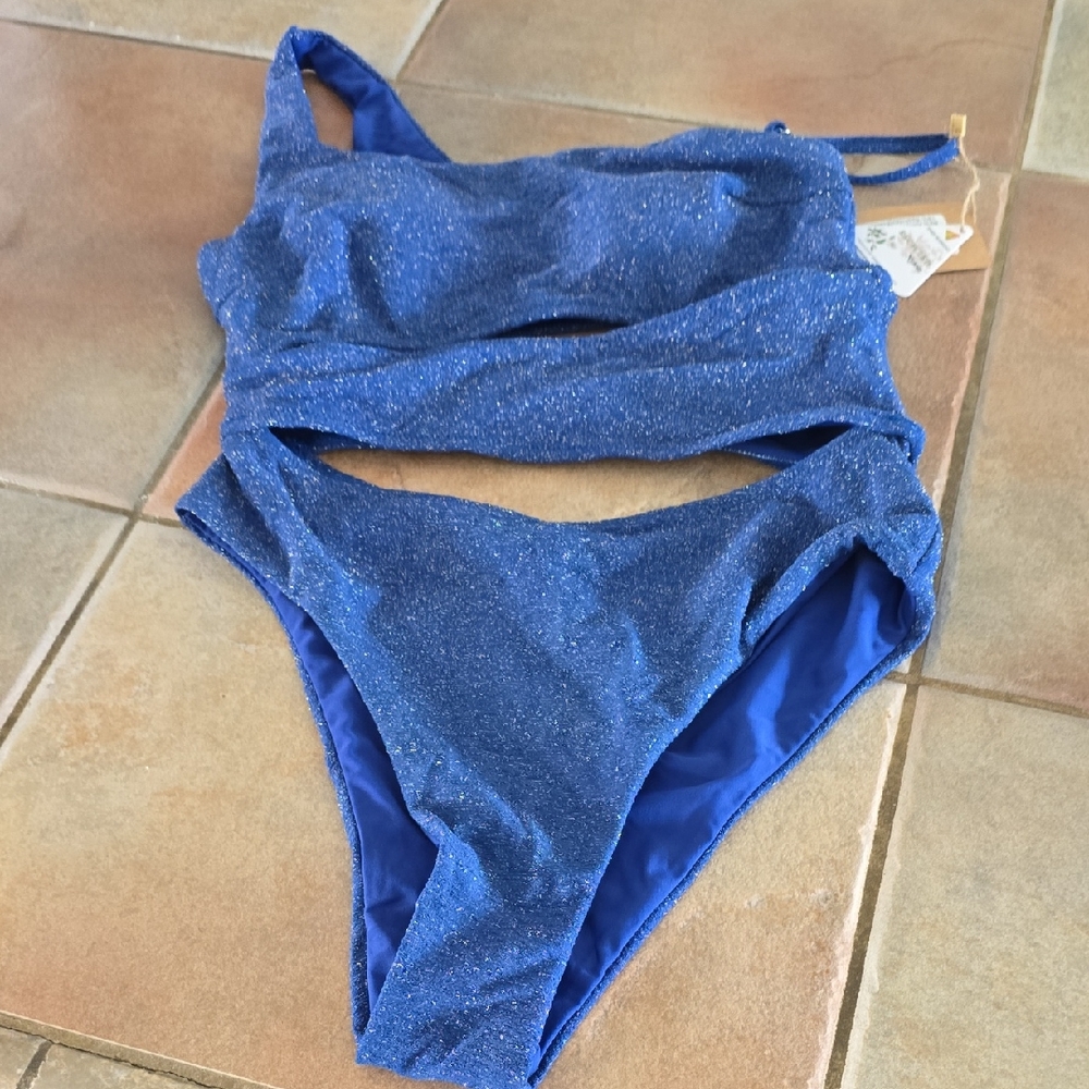Berlook Blue Sparkle One Piece Swimsuit Sz Sm Nwt